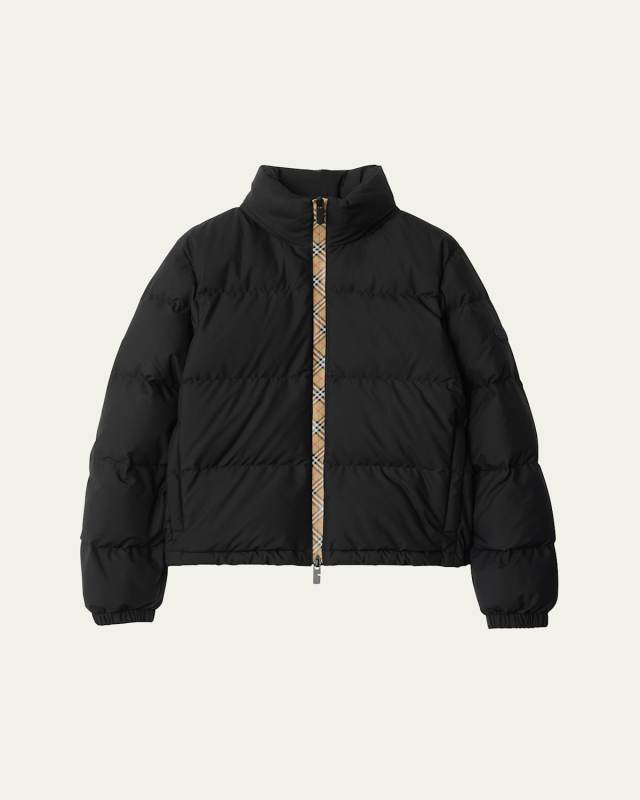 Ambleside Check Zipper Puffer Jacket With Hood
